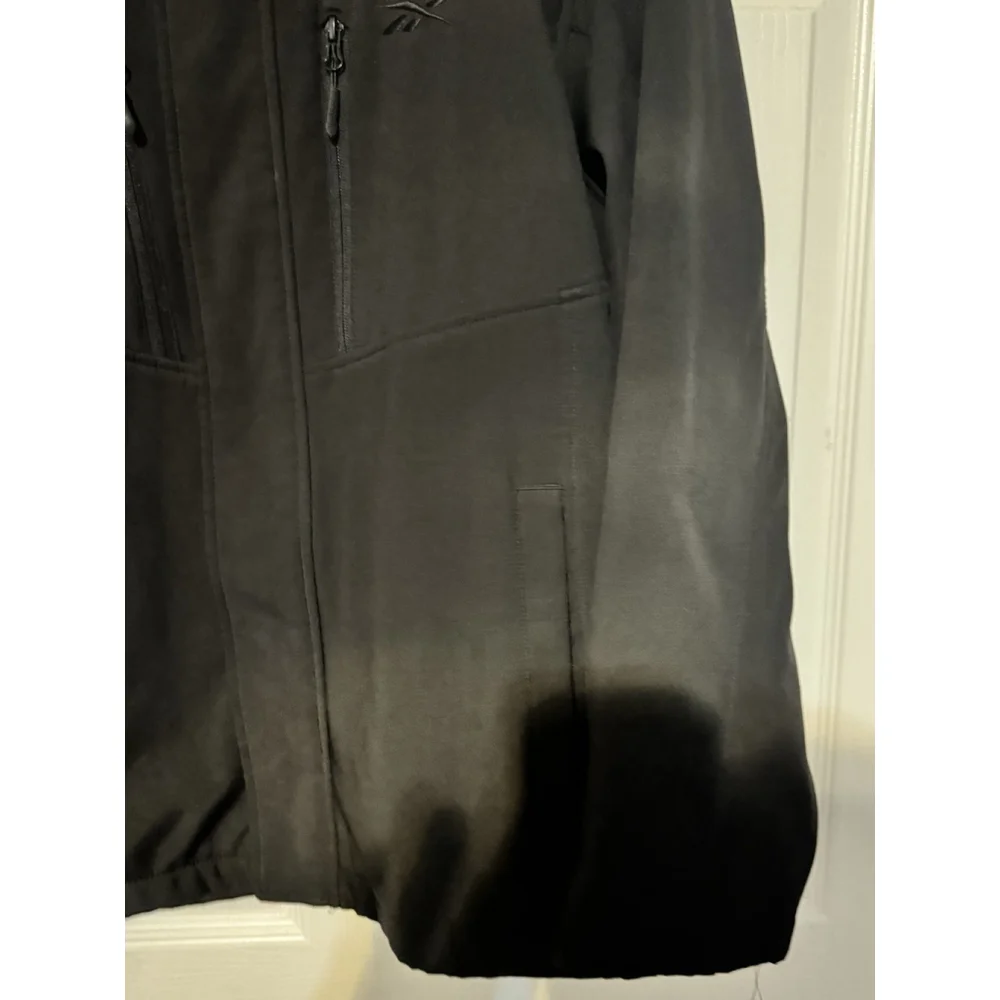 Reebok Designer Black Soft Shell Kids' Unisex Hooded Jacket Sz 18/20 Xl Coat EUC